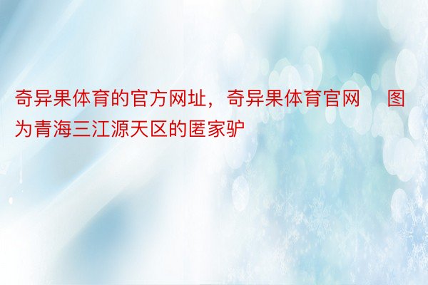 奇异果体育的官方网址，奇异果体育官网    图为青海三江源天区的匿家驴
